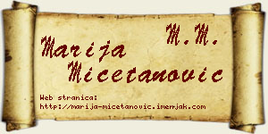 Marija Mičetanović vizit kartica